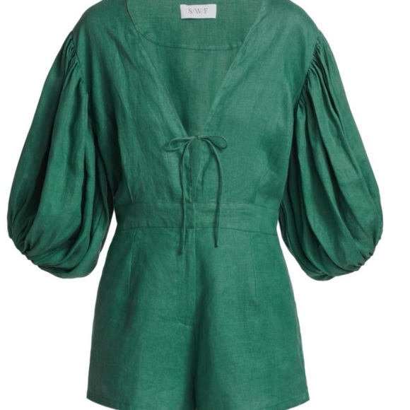 SWF Linen Puff-Sleeve Romper 
Size L - Picture 6 of 9